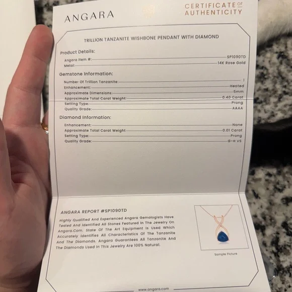 14k Rose Gold Tanzanite Necklace - Picture 6 of 6